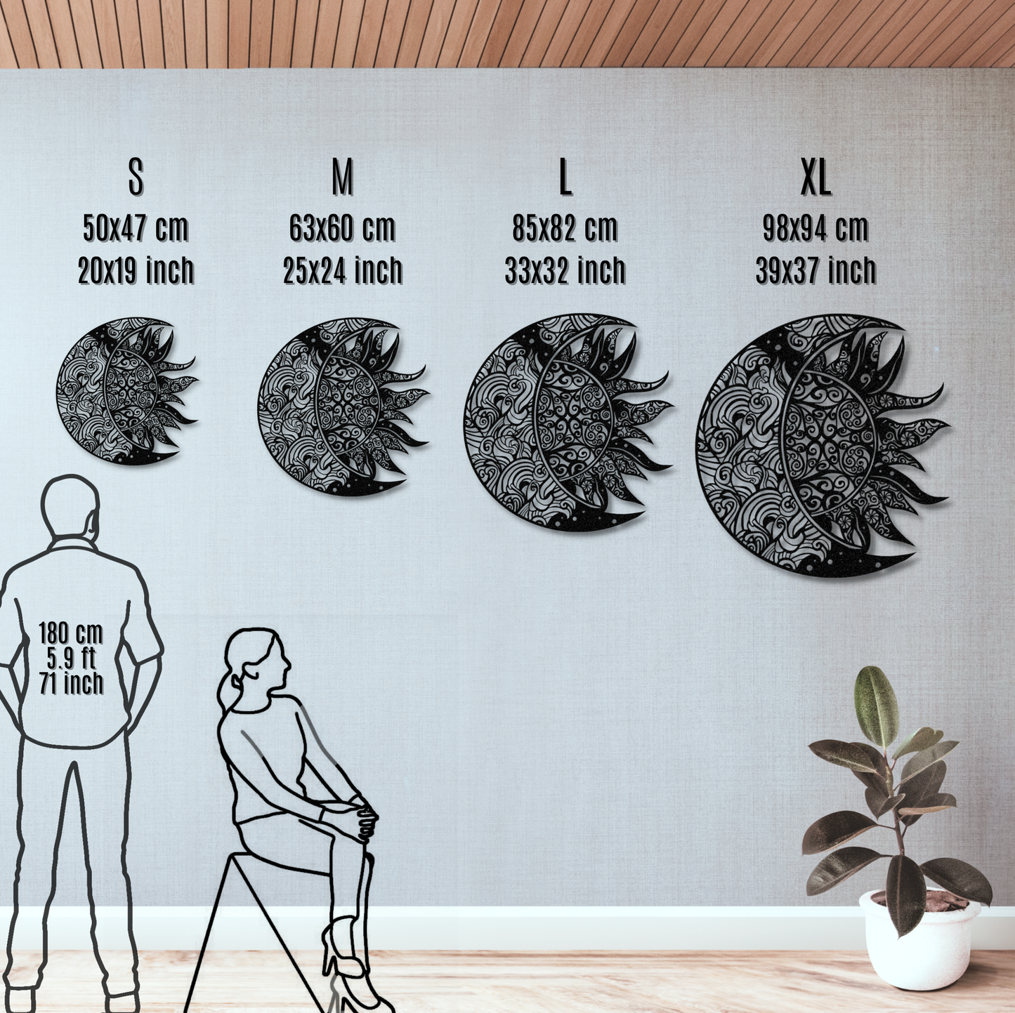 Intricate Sun and Moon Mandala Metal Wall Art Decor