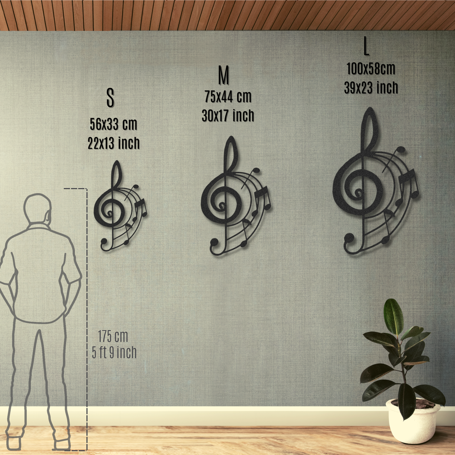 Music Treble Clef Scroll Metal Wall Art