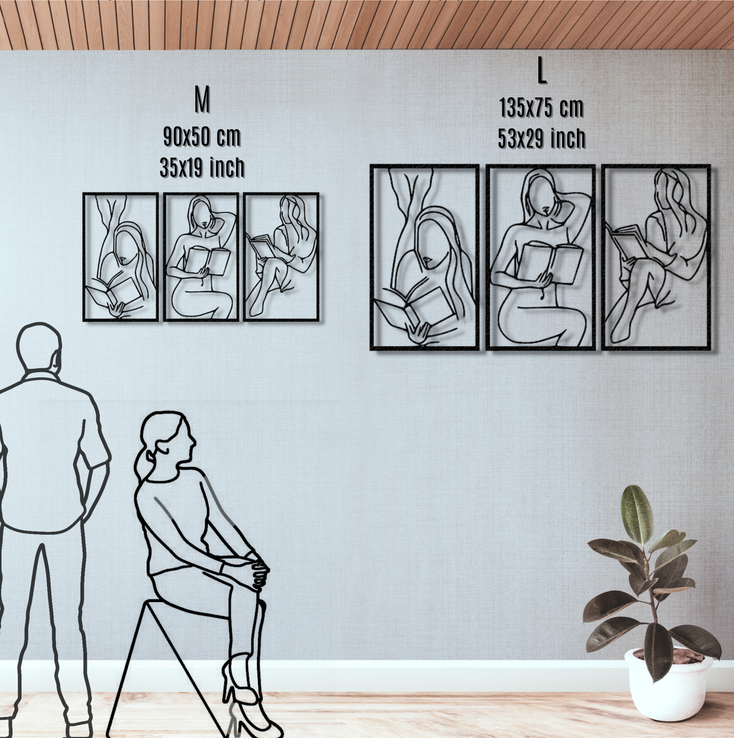 Bookish Metal One Line Metal Wall Art