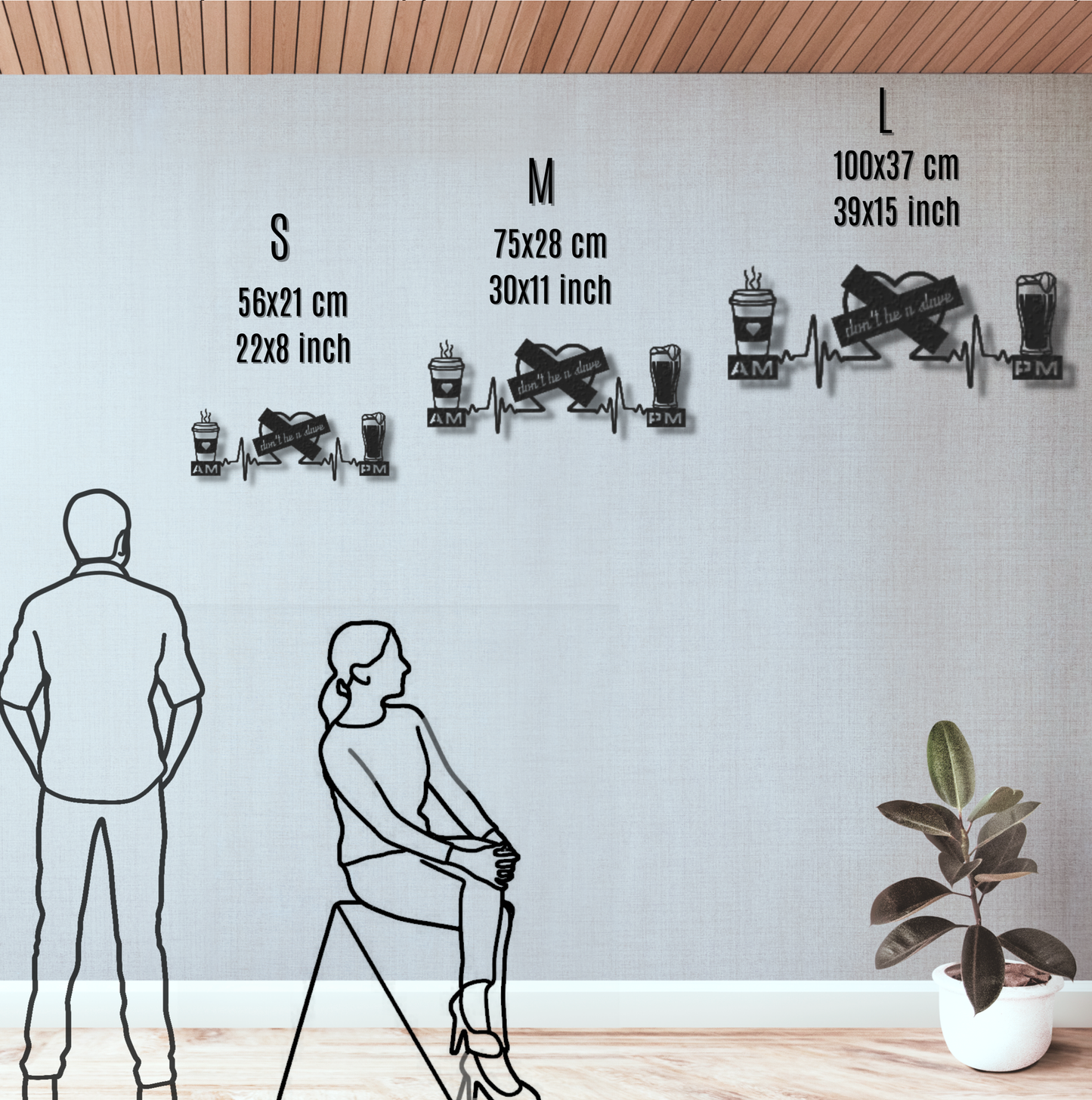 Coffee Beer AM Wine PM Metal Wall Art