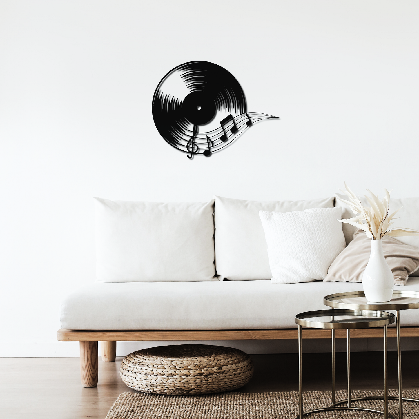 Vinyl Record and Musical Notes Metal Wall Art