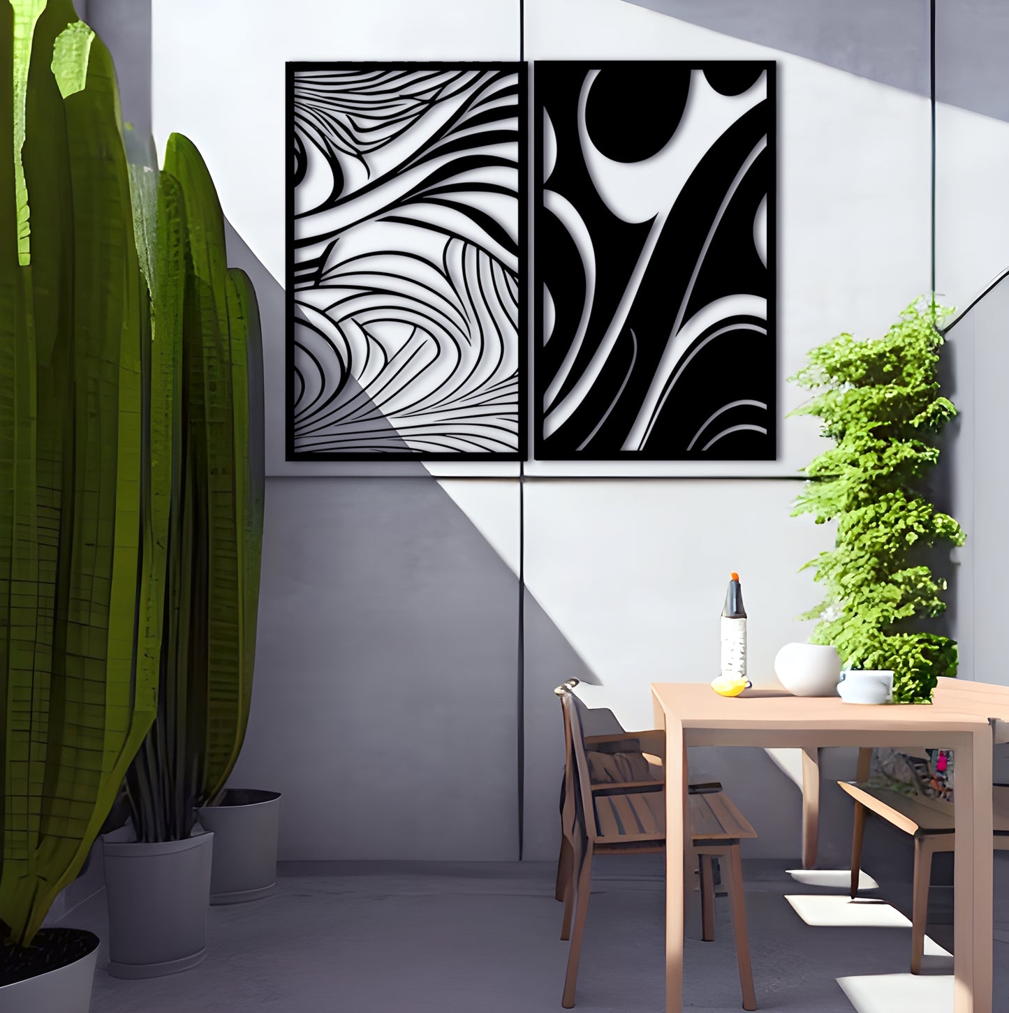 Abstract Duo - Reaction Diffusion Metal Wall Art Set