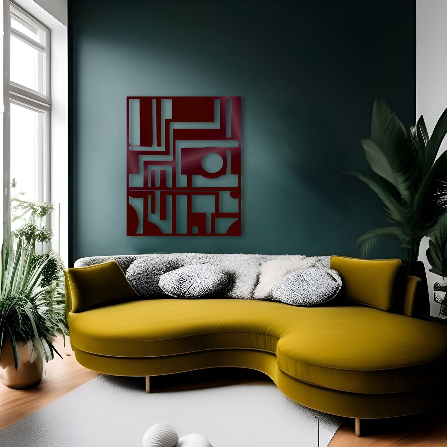 Abstract Metal Wall Art - Harmonious Fusion Shipibo Patterns Meet Bold Lines