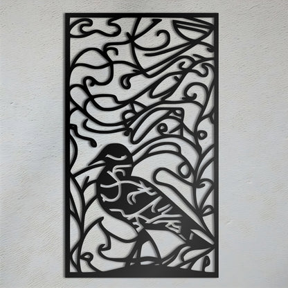 Art Nouveau Bird with Tribal Rainforest Background