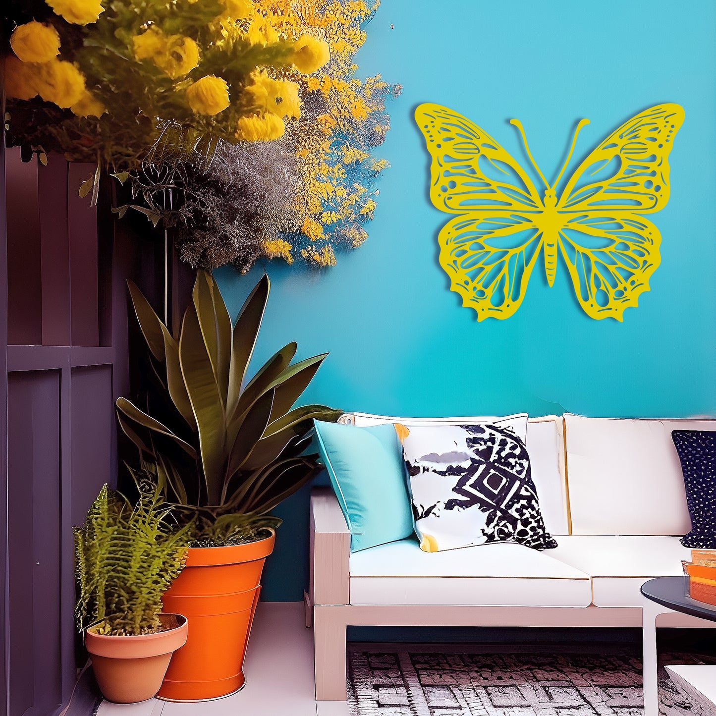 Butterfly Bliss Large Metal Wall Art for Living Room