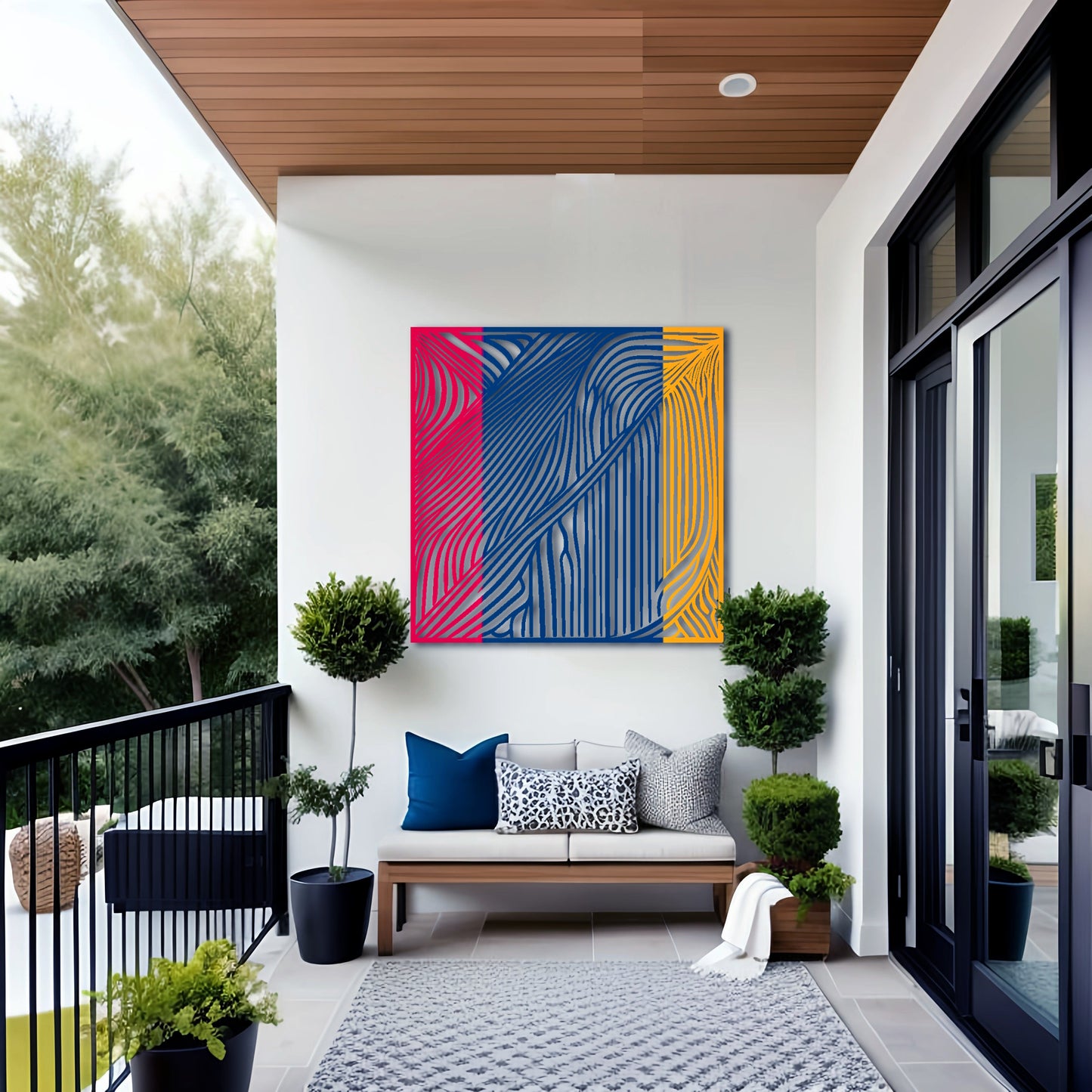 Contrasting Stripes - Abstract Metal Wall Art Inspired by Victor Vasarely