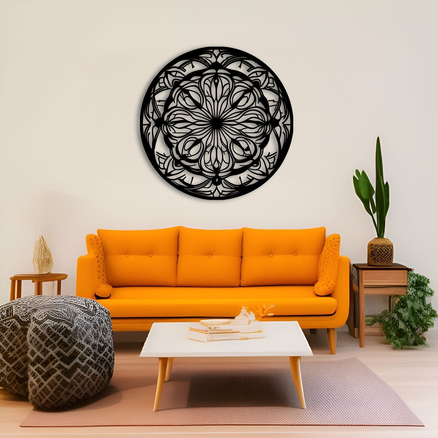 Intricate Mandala Ornament Metal Wall Art for Yoga and Meditation Room Decor
