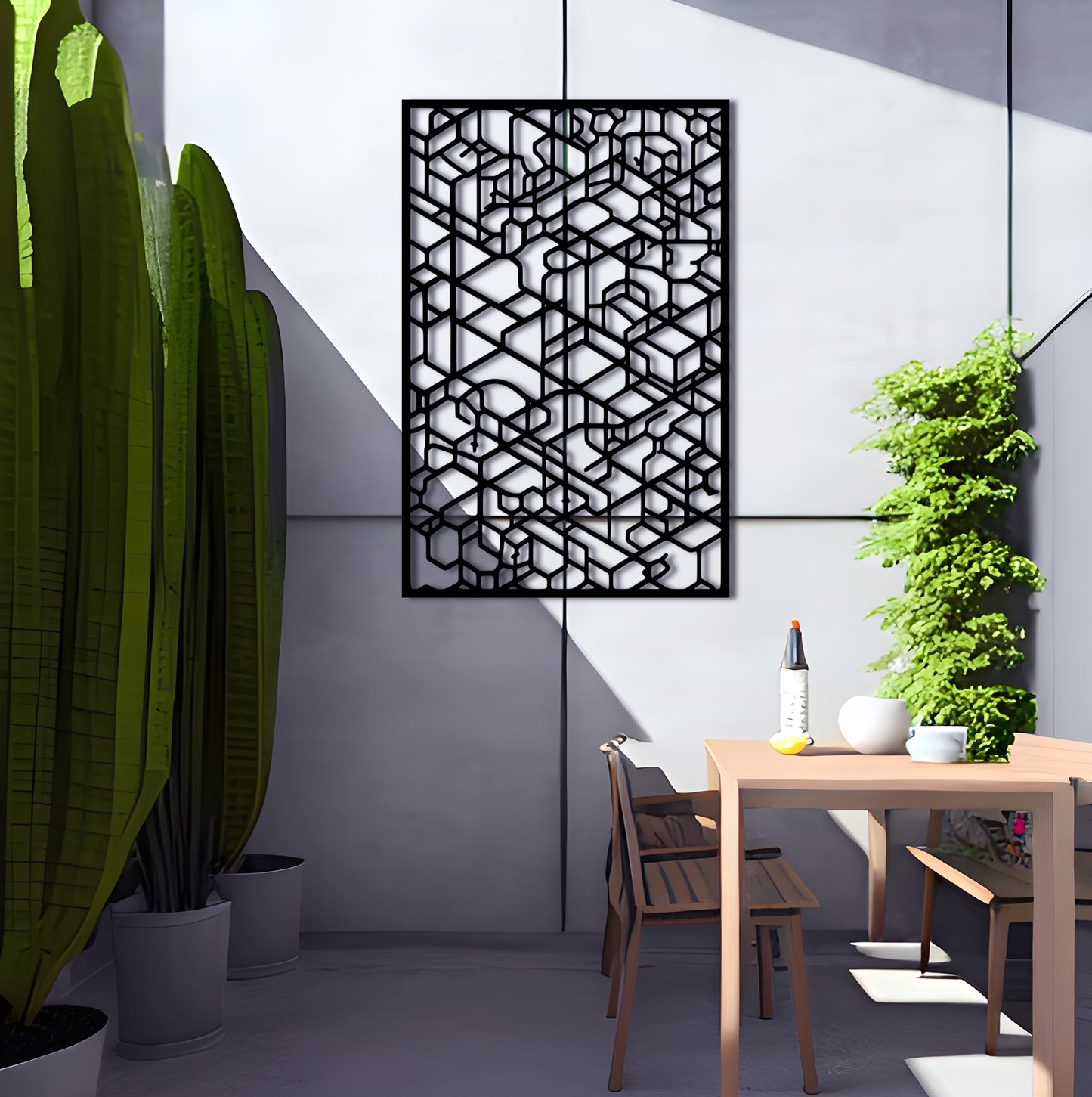 Isometric Geometric Art - High Angle Vertical Metal Wall Art Panel