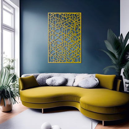 Isometric Geometric Art - High Angle Vertical Metal Wall Art Panel