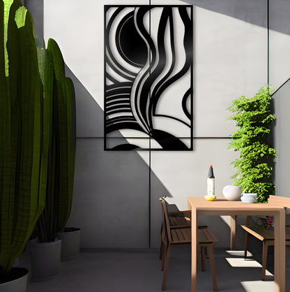 Metal Wall Art - Abstract Design with Wavy Lines