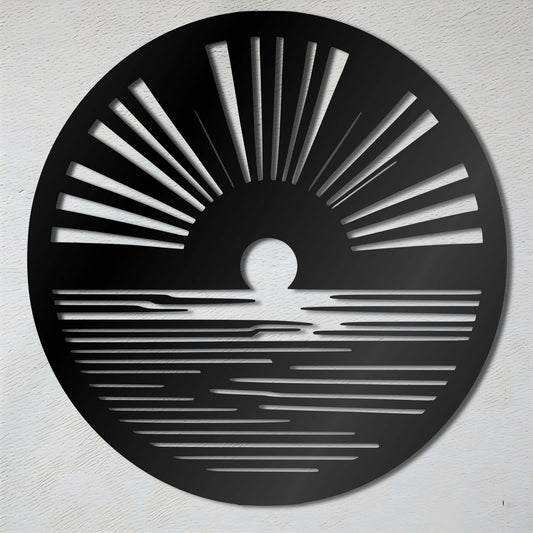 Modern Sun and Water Metal Wall Art