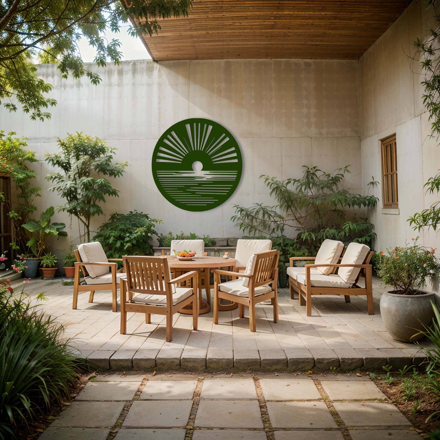 Modern Sun and Water Metal Wall Art