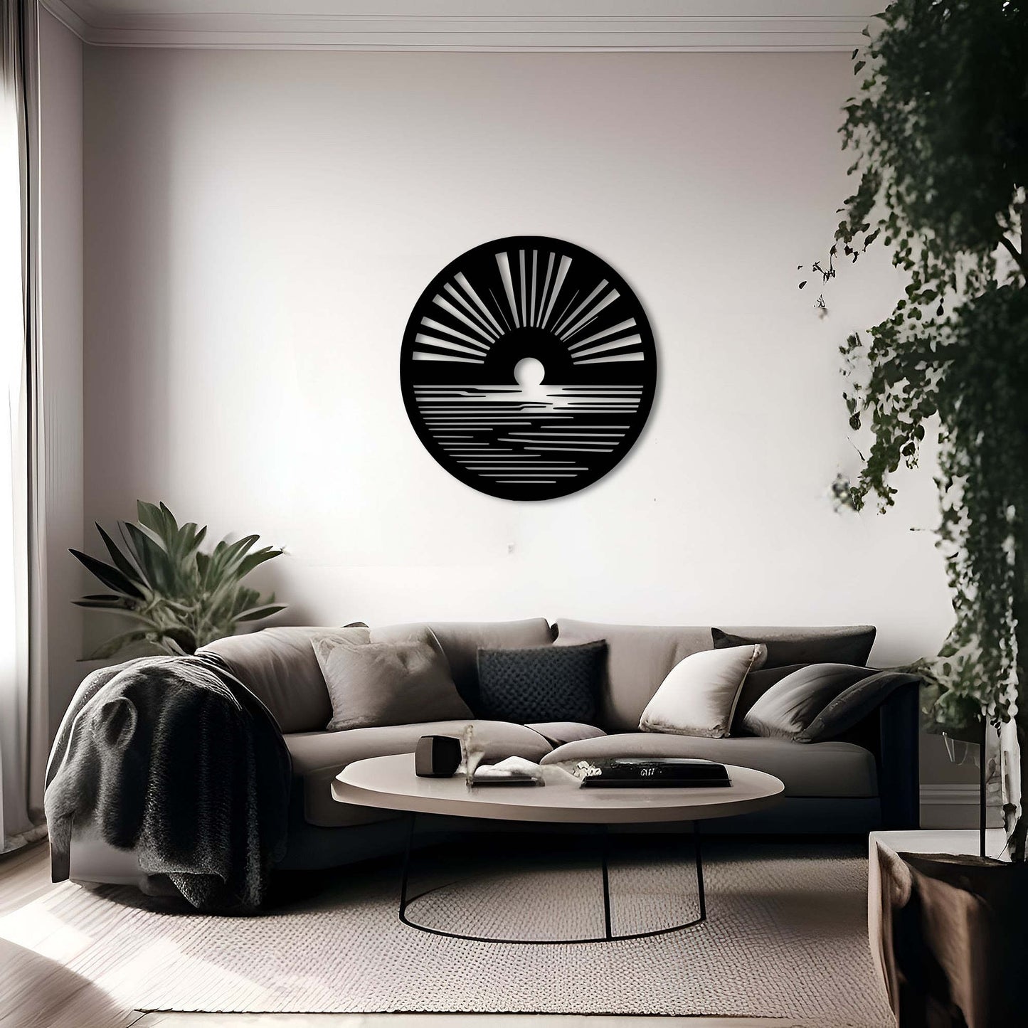 Modern Sun and Water Metal Wall Art