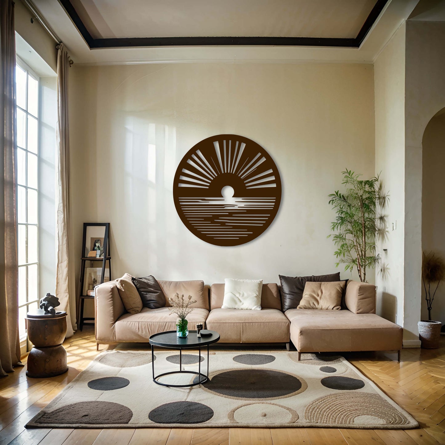 Modern Sun and Water Metal Wall Art