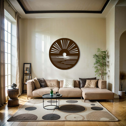 Modern Sun and Water Metal Wall Art