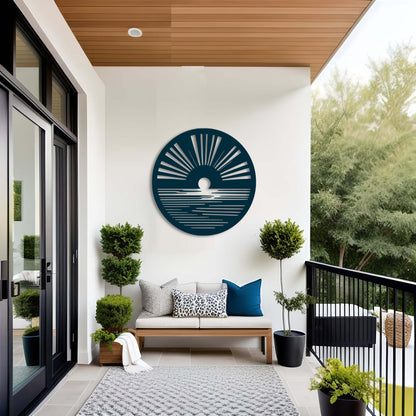 Modern Sun and Water Metal Wall Art