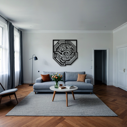 Octagonal Maze Geometric Metal Wall Art