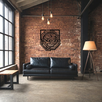 Octagonal Maze Geometric Metal Wall Art