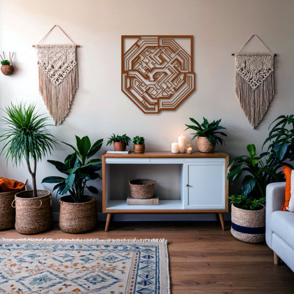 Octagonal Maze Geometric Metal Wall Art