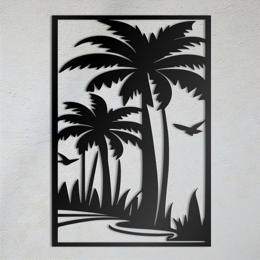 Palm Tree Silhouette Metal Wall Art for a Stylish Vacation Vibe