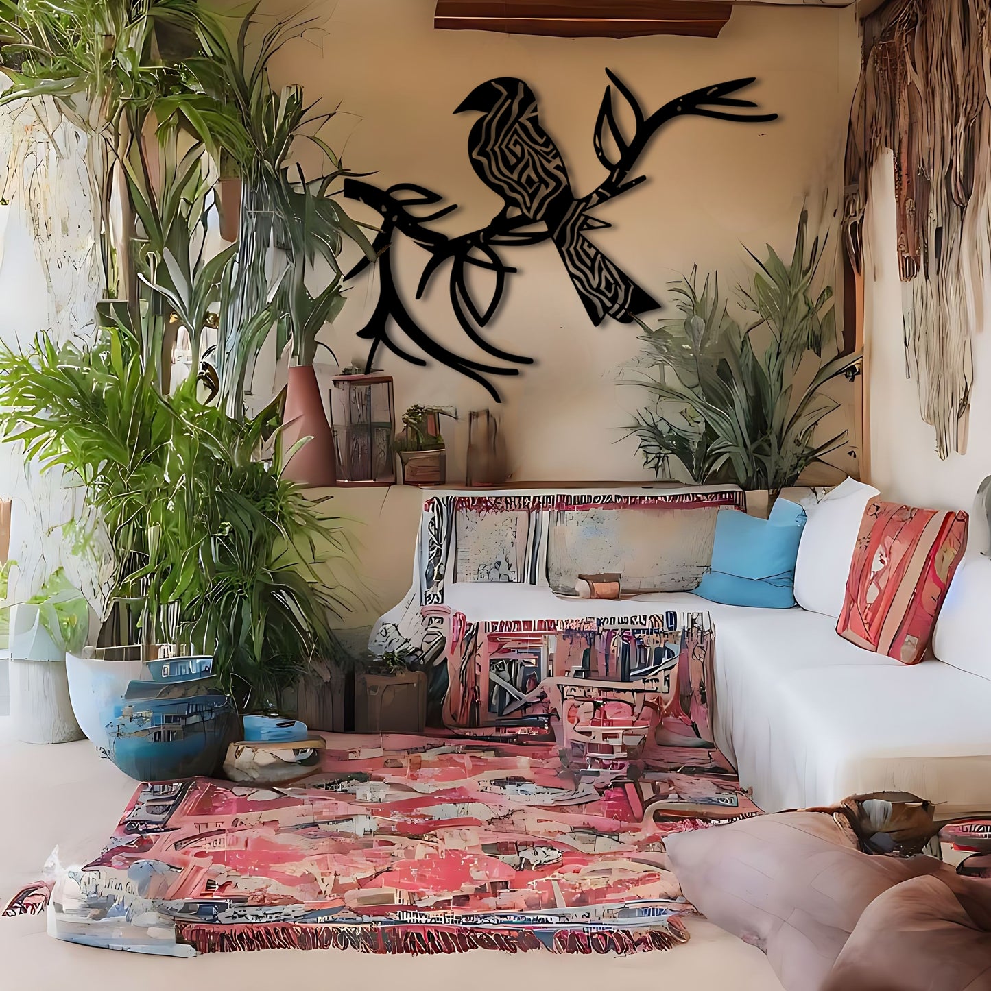 Sakai Hōitsu Inspired Bohemian Wall Art - Bird on a Branch