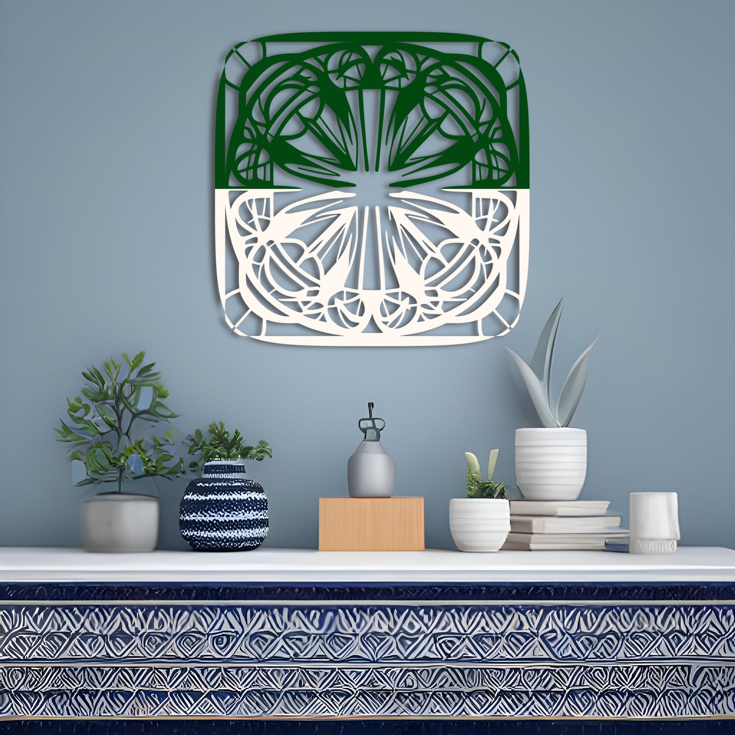 Symmetrical Mandala Wall Art - Fine Detailed Square Ornament