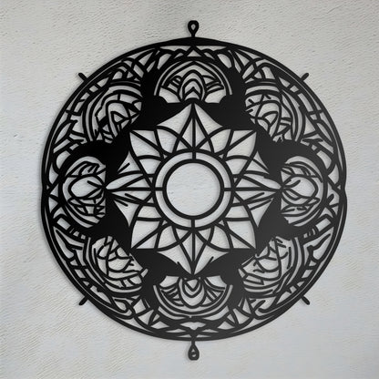 Symmetrical Mandala Wall Art with Byzantine Mosaic-Inspired Line Art