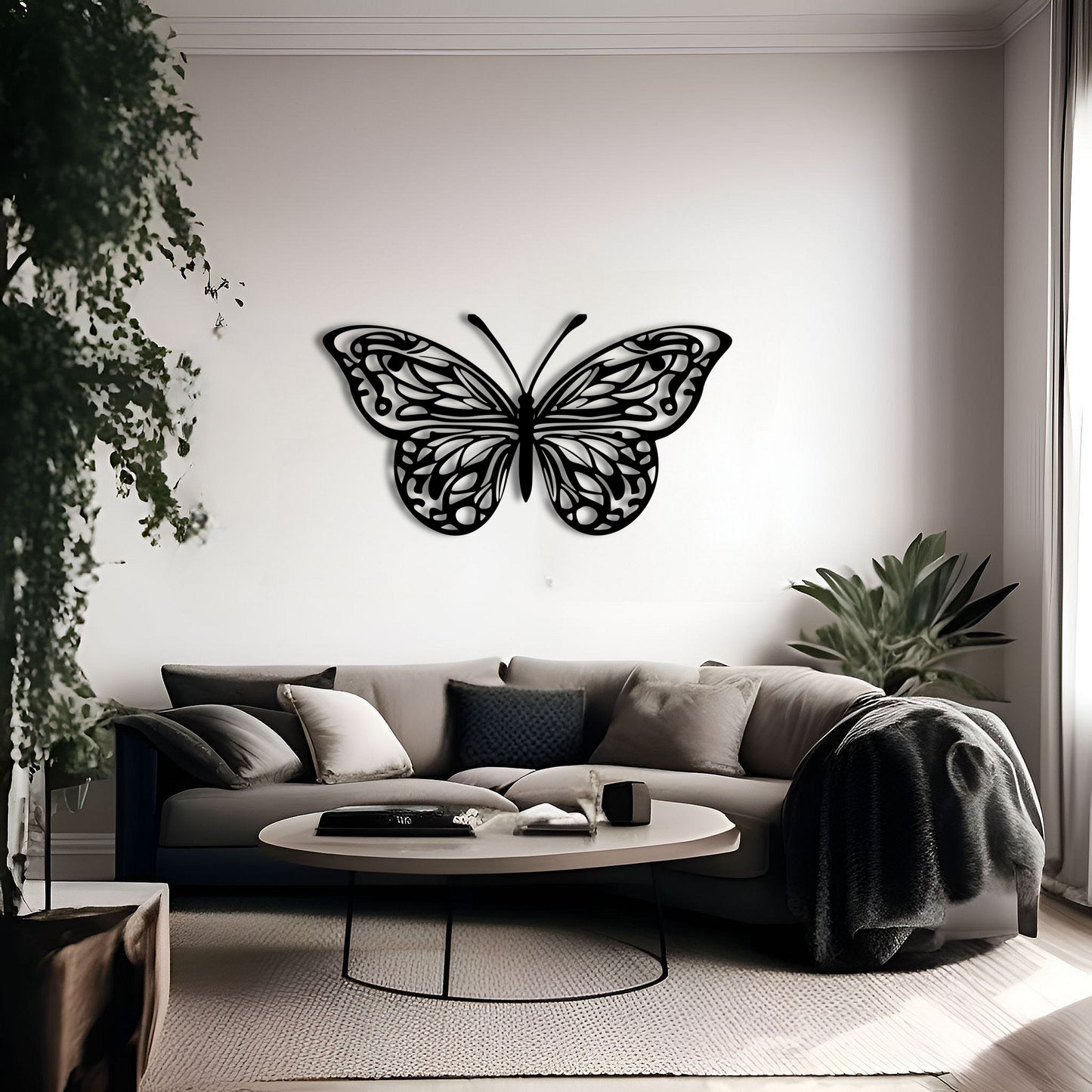 Symmetrical Splendor Butterfly Metal Wall Art for Living Room