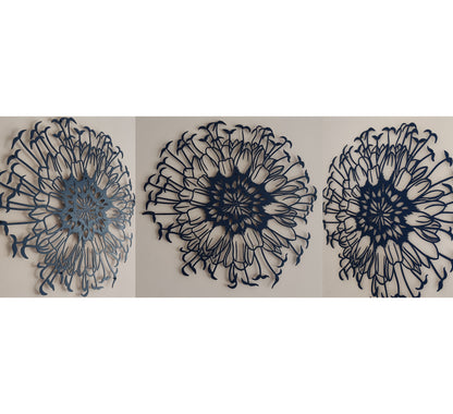 Blue Gem Flower Metal Wall Art