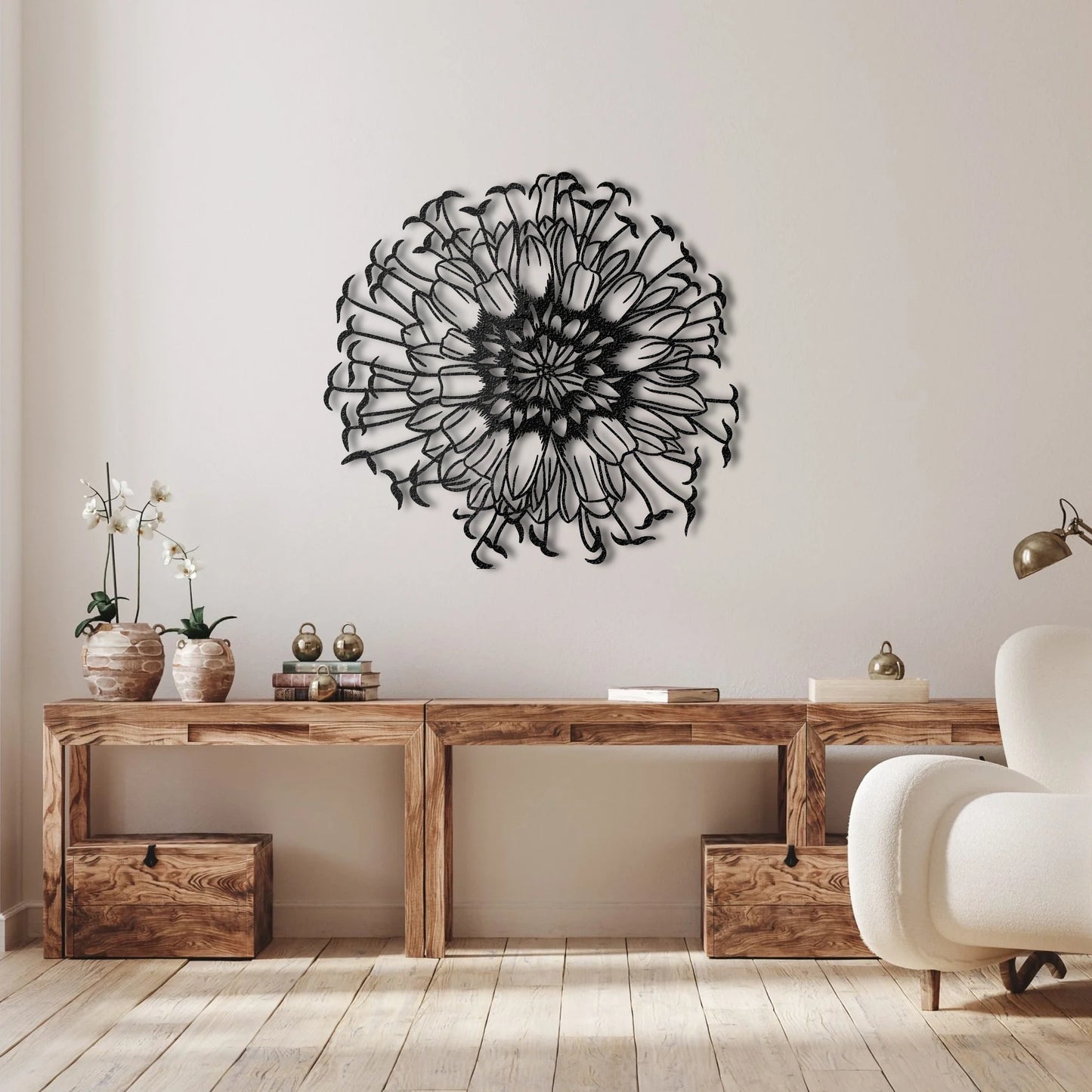 Blue Gem Flower Metal Wall Art