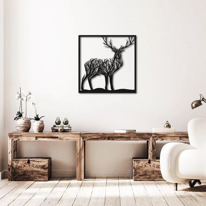 Tree of Life Stag Metal Wall Art