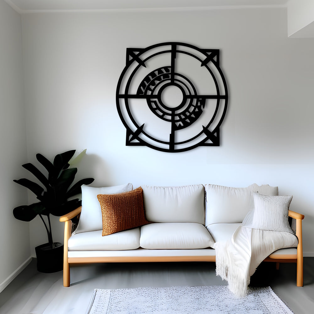 Aztec Compass Lizard Metal Wall Art