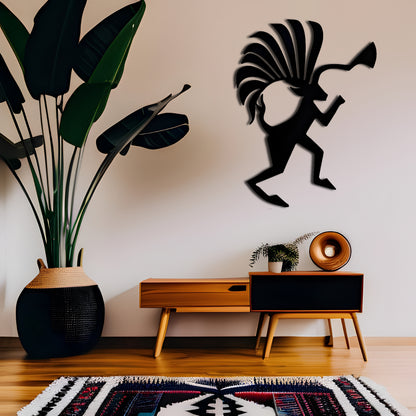 Aztec Kokopelli Horn Metal Wall Art