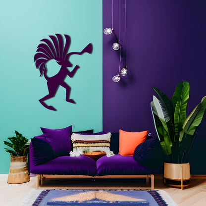 Aztec Kokopelli Horn Metal Wall Art