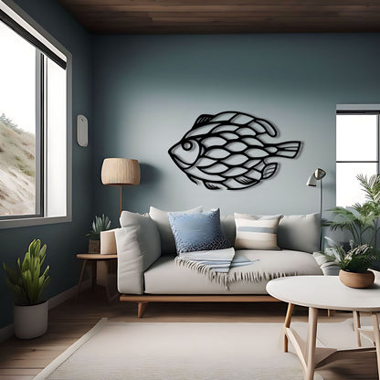 Cartoonish Fish with Pinecone-like Appearance - Wall Art Decor