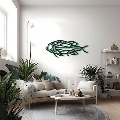 Cicada Wing-Inspired Fish Line Art Metal Wall Art