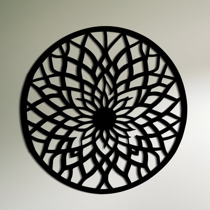 Circular Design Chrysanthemum Metal Wall Art