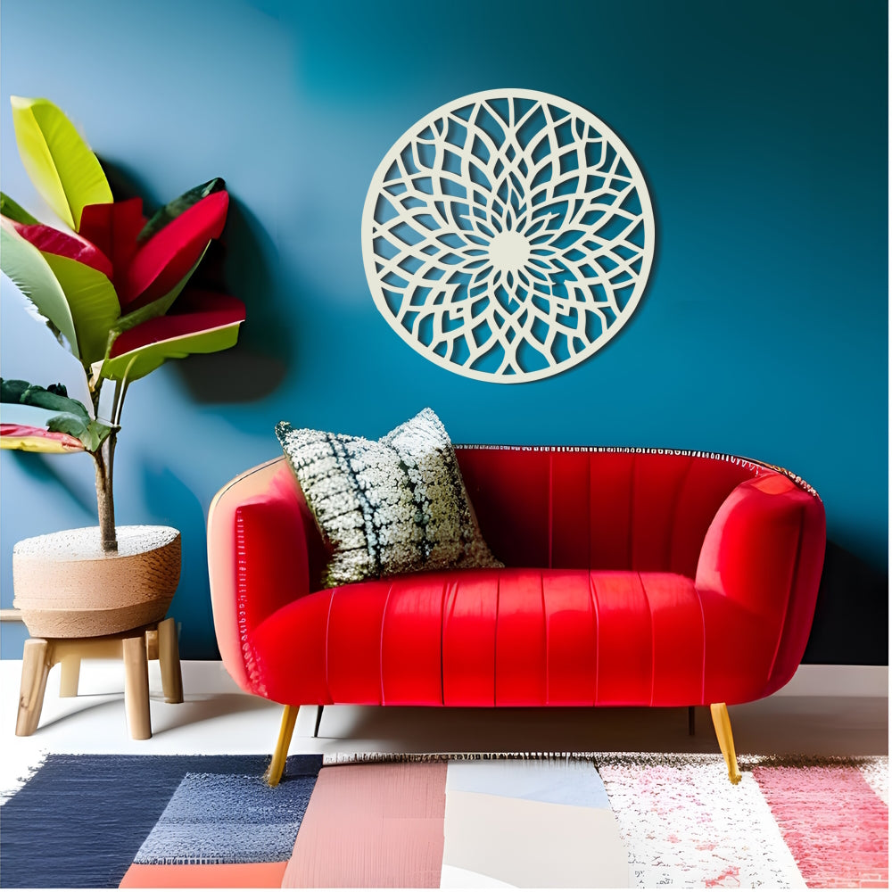 Circular Design Chrysanthemum Metal Wall Art