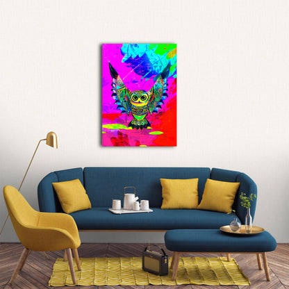 Colorful Owl on Psychedelic Background Metal Poster