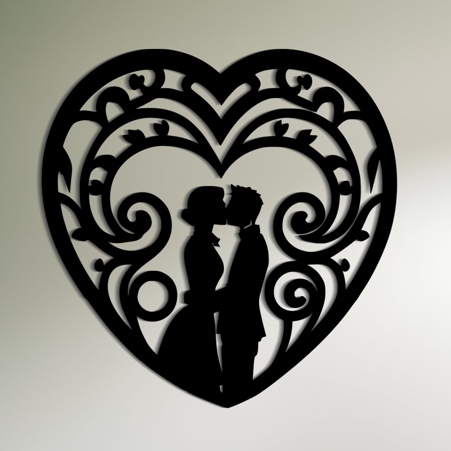 Couple in a Heart - Symmetrical Wall Art Decor