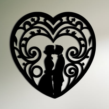 Couple in a Heart - Symmetrical Wall Art Decor