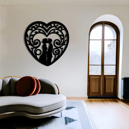Couple in a Heart - Symmetrical Wall Art Decor