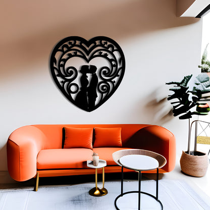 Couple in a Heart - Symmetrical Wall Art Decor