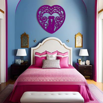 Couple in a Heart - Symmetrical Wall Art Decor