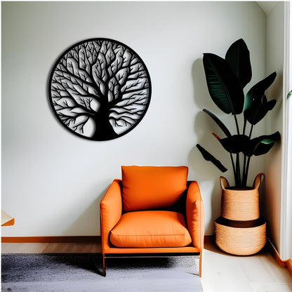 Elliptical Tree Branch Metal Wall Art