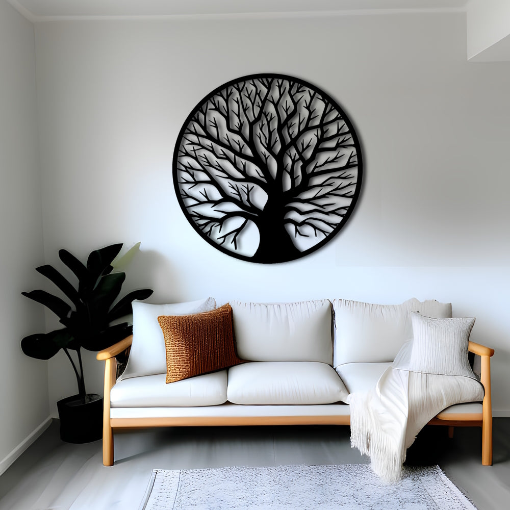 Elliptical Tree Branch Metal Wall Art