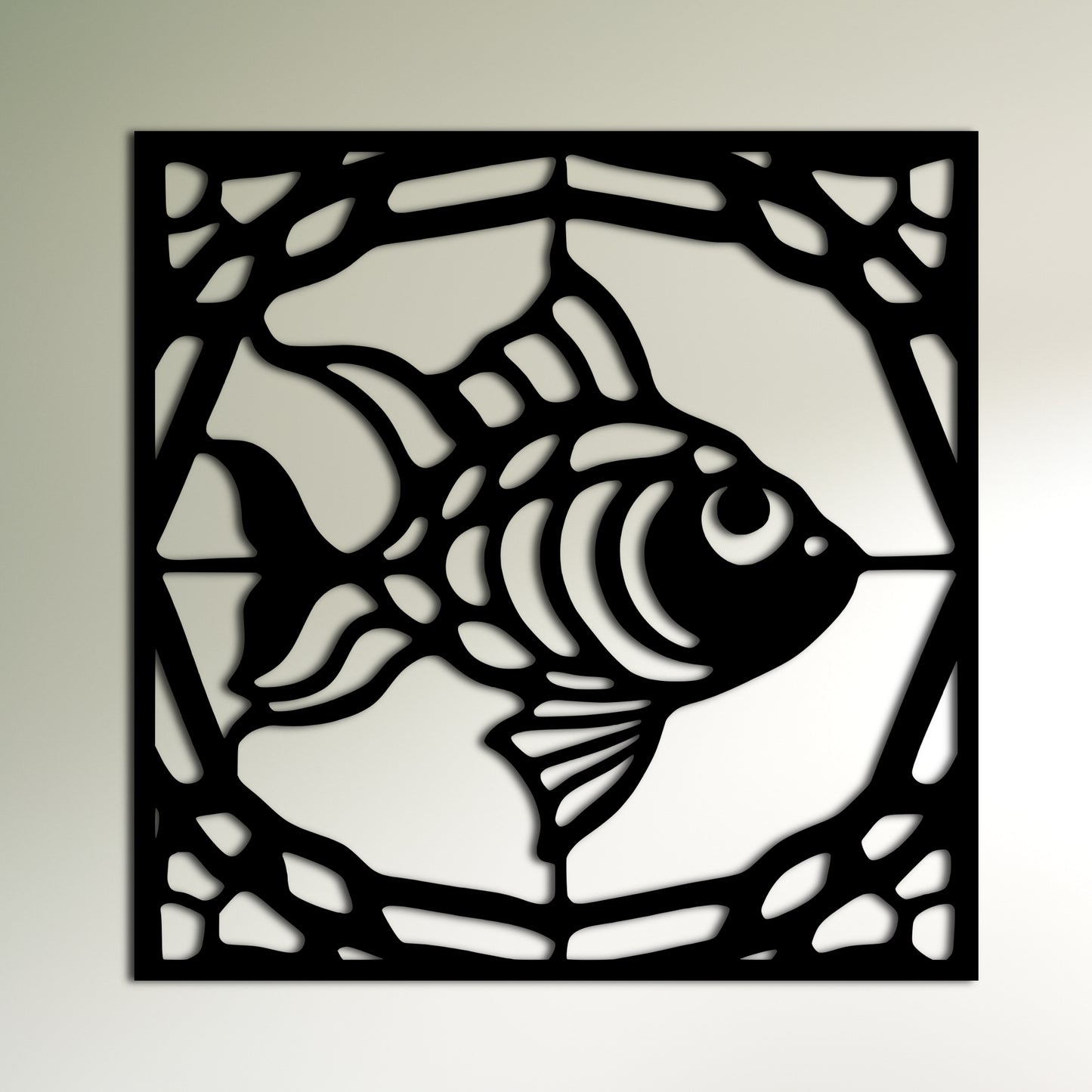 Fish Art Deco in Square Border - Perfect Gift for Fishing Enthusiasts