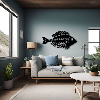 Fish Inspired by Josef Čapek in Folk Art Style Metal Wall Art