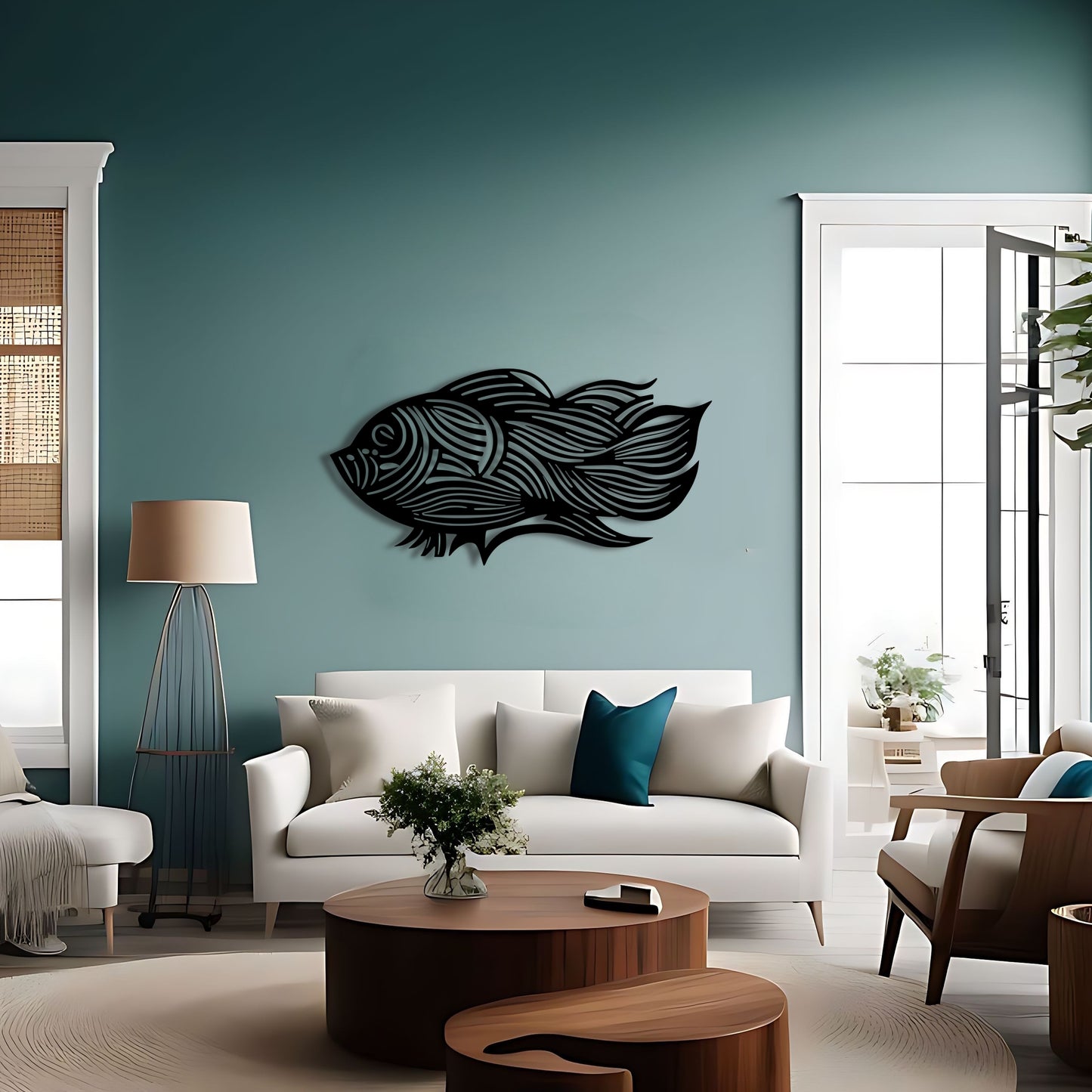 Flowing Lines of the Sea - Abstract Fish Metal Wall Art