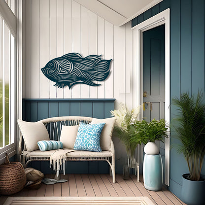 Flowing Lines of the Sea - Abstract Fish Metal Wall Art